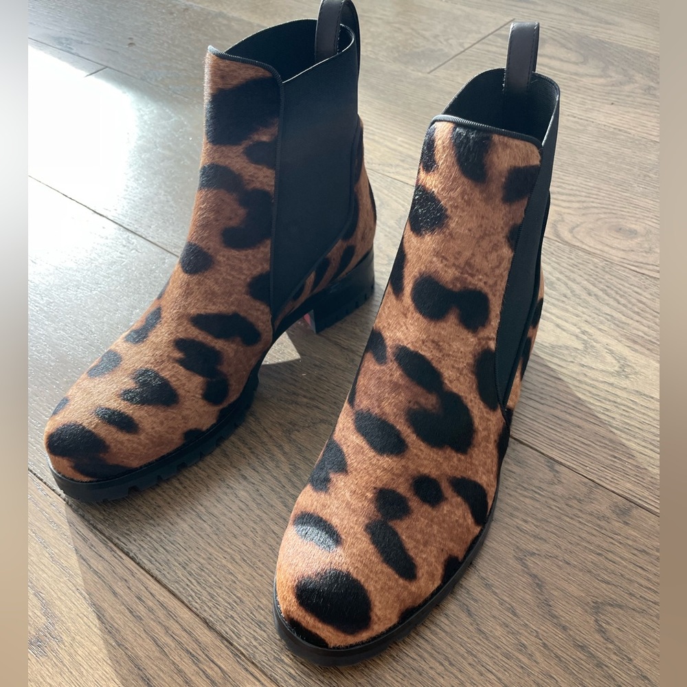 Brand New  Christian Louboutin Marchacroche Flat Pony Leopard Boots